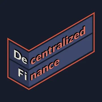 Defi - decentralized finance, isometric sign with text isolated on dark Stock Illustration