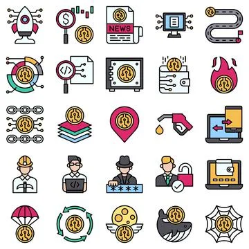 DeFi filled icon set 2, vector illustration Ilustración de archivo