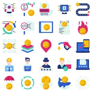 DeFi flat icon set 2, vector illustration Ilustración de archivo