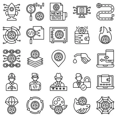 DeFi line icon set 2, vector illustration Ilustración de archivo