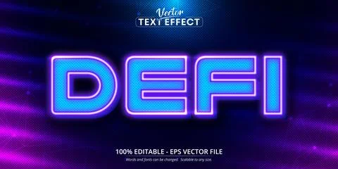 Defi text, neon style editable text effecrt Stock Illustration