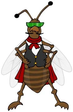 Defiant bug wearing a vest Stock Illustration