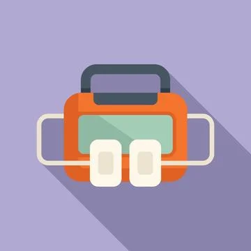 Defibrillator assistance icon flat vector. Medical aid help Ilustración de archivo
