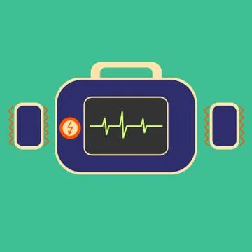 Defibrillator in flat. Device for restoring the heartbeat. Stock Illustration