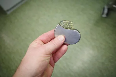 A defibrillator is in the hand Stock Photos