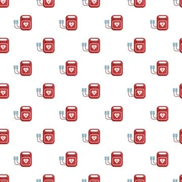 Defibrillator medical device pattern showing heart health Stock Illustration