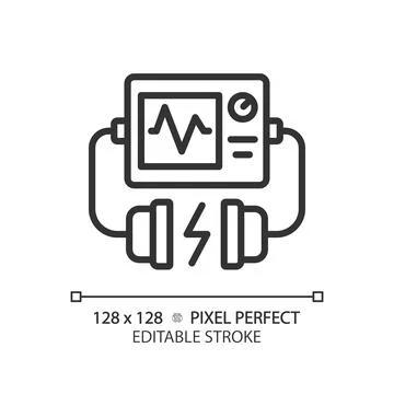 Defibrillator pixel perfect linear icon イラスト素材
