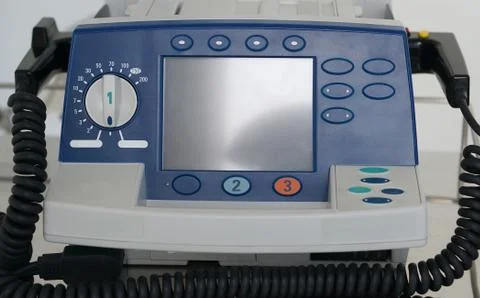 Defibrillator unit stand by for emergency case Stock Photos