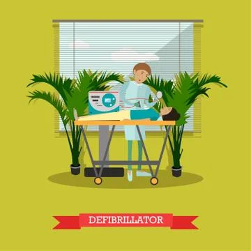Defibrillator vector illustration in flat style Illustrazione stock