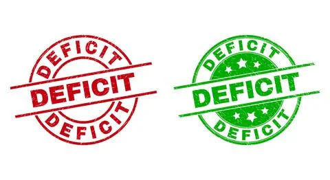 DEFICIT Round Stamp Seals Using Corroded Texture Stock Illustration