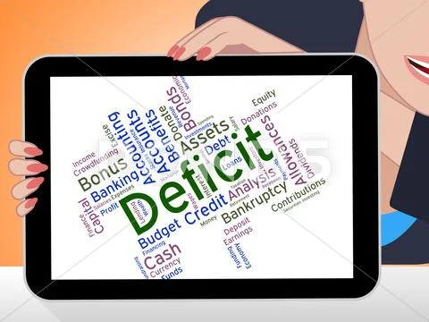 Deficit Word Shows Financial Obligation And Deficiency Stock Illustration