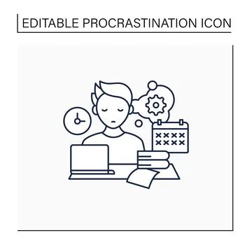 Defier procrastinator line icon Stock Illustration