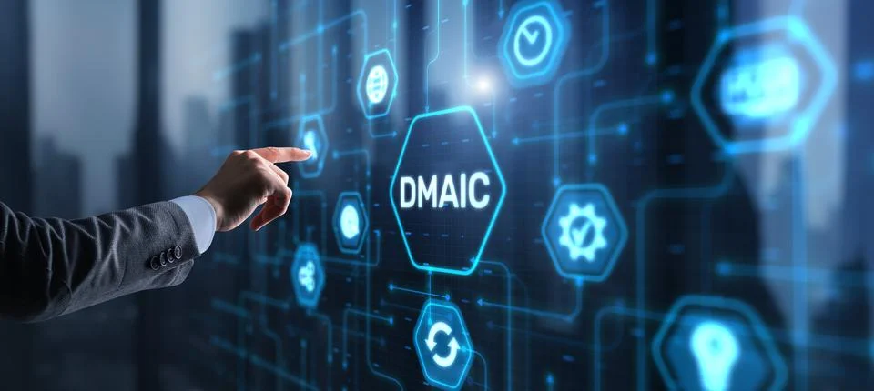 Define Measure Analyze Improve Control. Six sigma DMAIC Industrial innovation Stock Photos