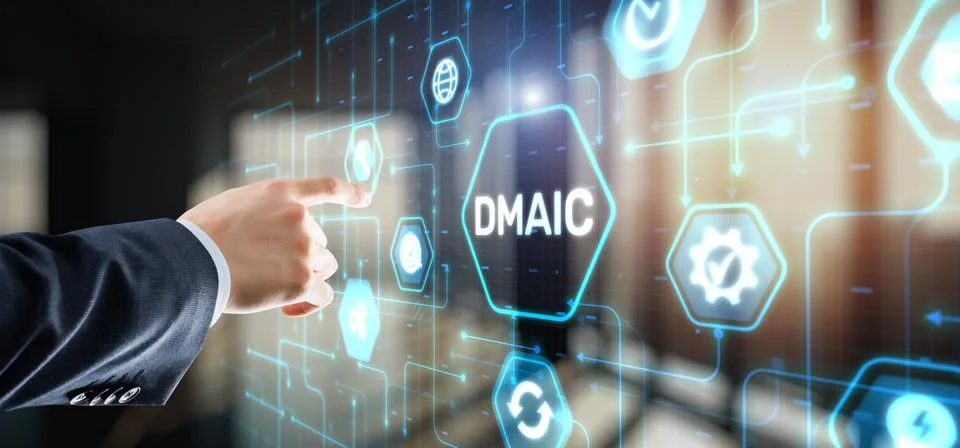 Define Measure Analyze Improve Control. Six sigma DMAIC Industrial innovation Stock Photos