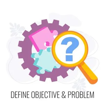 Define objective and problem icon. Market research. Illustrazione stock