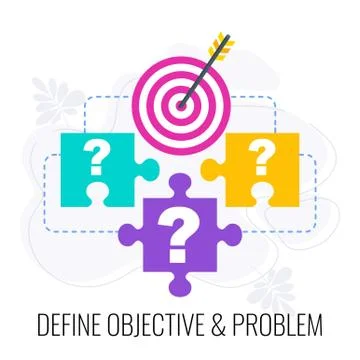 Define objective and problem icon. Market research. Illustrazione stock