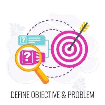 Define objective and problem icon. Market research. Stock Illustration