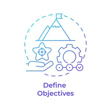 Define objectives blue gradient concept icon Stock Illustration