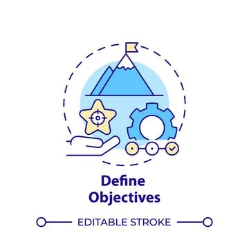 Define objectives multi color concept icon Stock Illustration