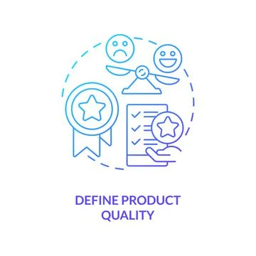 Define product quality blue gradient concept icon Stock Illustration