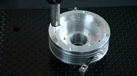 Define the size of the metal using a measuring machine Stock Footage 62942672