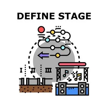 Define stage business process workflow concept vector Stockillustratie