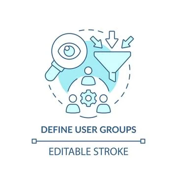 Define user groups turquoise concept icon Stock Illustration