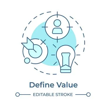Define value soft blue concept icon Stock Illustration