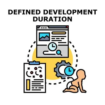 Defined development duration project planning progress 库存插图