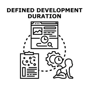 Defined development duration project planning progress Stock Illustration
