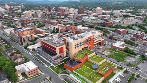 Defines its Downtown - St. Josephs Hospital - Syracuse, NY Stock Footage 336529671
