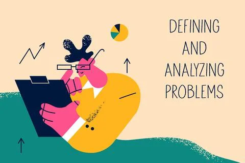 Defining and analyzing problems, marketing, business concept. Illustrazione stock