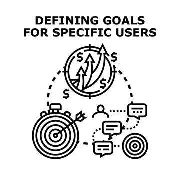 Defining goals for specific users, business strategy objectives Stock Illustration
