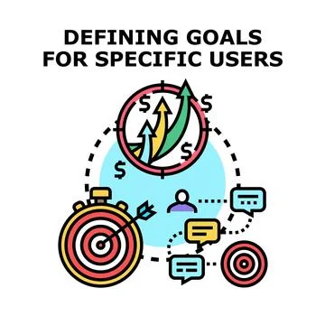 Defining goals for specific users, business strategy objectives Stock Illustration