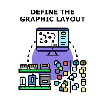 Defining graphic layout designing process with digital tools Illustrazione stock