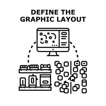 Defining graphic layout designing process with digital tools Stockillustratie