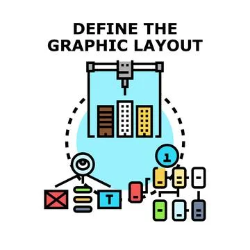 Defining graphic layout structure and content design Stock Illustration