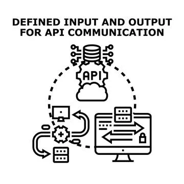 Defining input and output for api communication system Stockillustratie