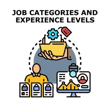 Defining job categories and experience levels concept Stock Illustration