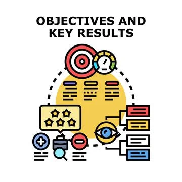 Defining objectives and tracking key results concept Stock Illustration