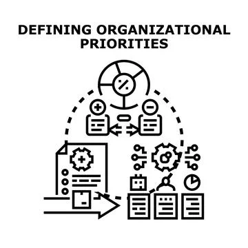 Defining organizational priorities concept optimizing business process Stock Illustration