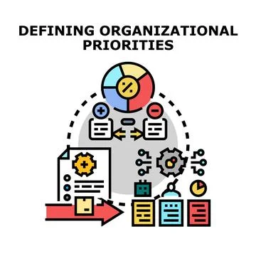 Defining organizational priorities concept optimizing business process Stock Illustration