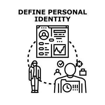 Defining personal identity and self development icon Stock Illustration