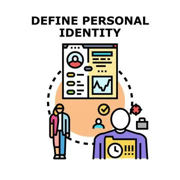 Defining personal identity and self development icon Stock Illustration