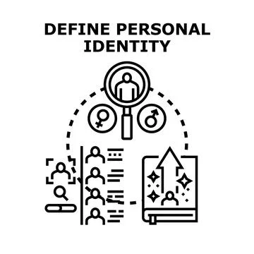 Defining personal identity, self search, and development process Stock Illustration