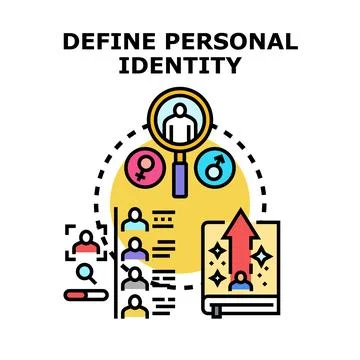 Defining personal identity, self search, and development process Stock Illustration