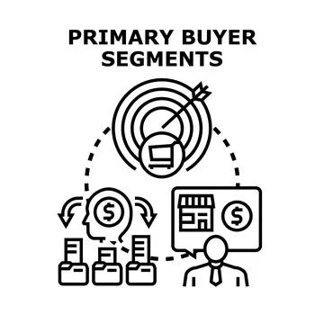 Defining primary buyer segments and targeting customers Ilustración de archivo