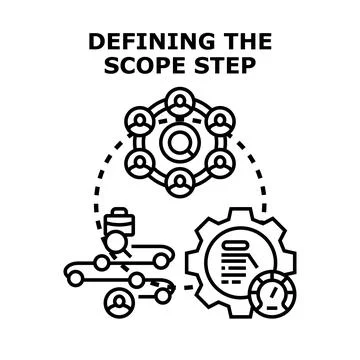 Defining project scope and teamwork planning concept Stock Illustration