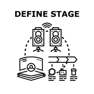 Defining project stage with audio visual solutions Stock Illustration