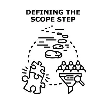 Defining scope step planning business strategy process Stockillustratie